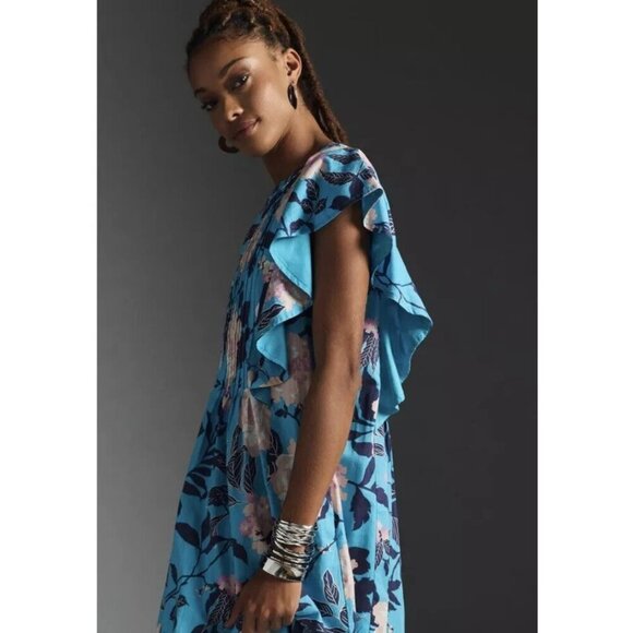 Anthropologie Maeve The Cassandra Maxi Dress Size S Blue Fluttery Maxi - Picture 14 of 14